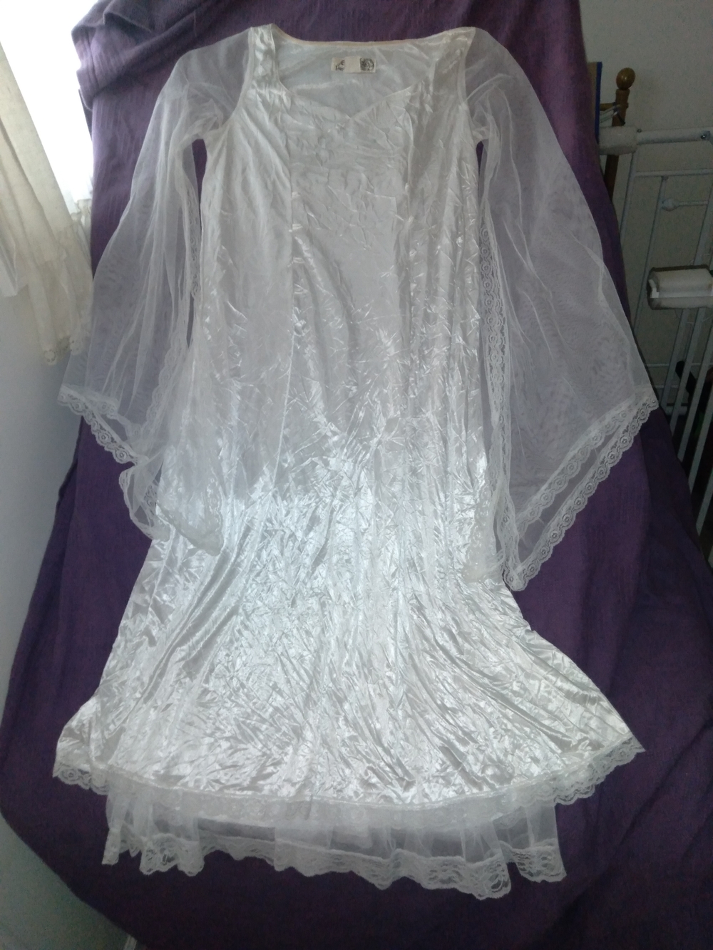 Women’s White Maxi Dress with Sheer Lace Overlay